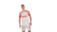 a man wearing a red bull jersey and shorts with the number 4