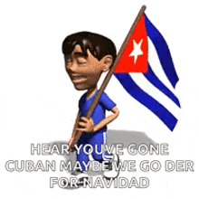 cuba carribean island havana walking wth flag cuban flag