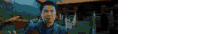 a blurry picture of a man standing in front of a building