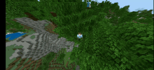 a person is standing in the middle of a lush green forest in a video game