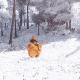 a painting of a person riding a horse through the snow