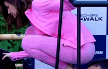 Squats Lady GIF - Squats Lady Pink Dress GIFs
