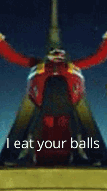 a picture of a cartoon character with the words " i eat your balls " on the bottom