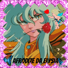 a picture of afrodite da elysia holding a red rose