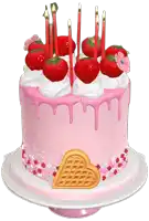 a cake with strawberries and candles on it