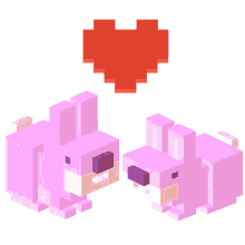love bunnies heart couple pink bunnies