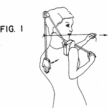 a black and white drawing of a woman holding a bow and arrow