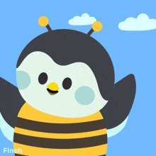 an illustration of a bee with the name finch on the bottom right