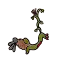 a drawing of a snake with a flower on its tail