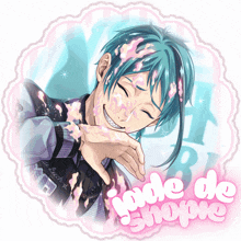 a picture of a boy with blue hair and the words jade de shopie