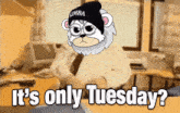 a cartoon bear wearing a beanie that says ' imba ' on it