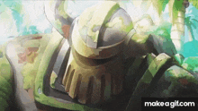 a cartoon drawing of a robot with horns and a helmet