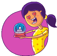 Girl Loving Taj Mahal Snowglobe Sticker - L3india Girl Cute Stickers