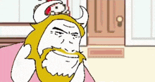 a cartoon character with horns and a beard is laying on a couch .