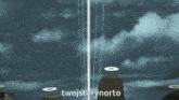 three angels are standing in front of a cloudy sky with twojstarynorto written in the bottom right corner