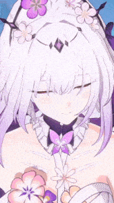 a girl with white hair and purple eyes has a butterfly on her necklace