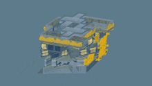 an isometric drawing of a house with a blue background