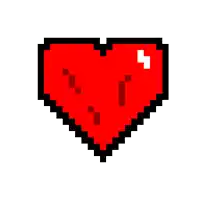 a pixel art heart is surrounded by red crosses