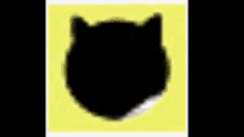 a black and white cat with pink ears and a red nose is on a yellow background .