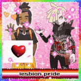 a picture of two boys with a heart and the words lesbian pride