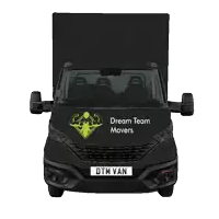 a black van with dream team movers written on it