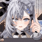 a close up of a anime girl with a headset on
