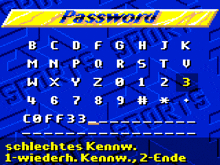 a blue screen with letters and numbers on it and the words " password " at the top
