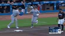 toronto blue jays player matthews runs to the base