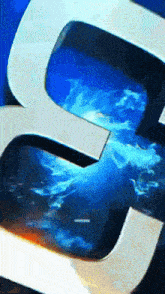 a large letter s with a blue background behind it