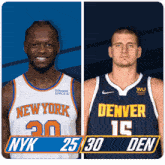 two basketball players from the new york and denver teams