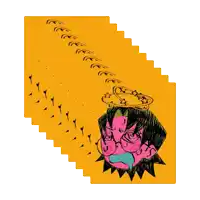a drawing of a devil with a halo on its head