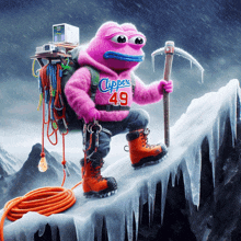 a cartoon character wearing a clipper 49 jersey