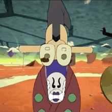 a cartoon character with the number 66 on his head