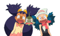 a cartoon of two girls with their mouths open and a fish in the middle
