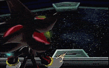 a video game character with a red tail is flying through the air