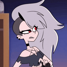 a cartoon character with a pentagram on her chest