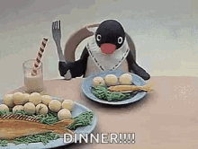 Pingu Dinner GIF - Pingu Dinner Fork GIFs