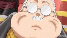 a close up of a man 's face with a netflix logo in the background