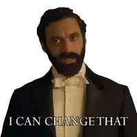 a man in a tuxedo has the words i can change that written below him