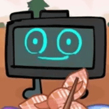 a cartoon drawing of a robot with a face and a smiley face on it .