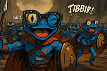 a cartoon of frogs with the word tibbir in the corner