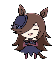 a cartoon drawing of a girl with long hair wearing a hat and gloves