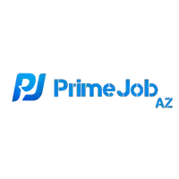 a blue logo for prime job az on a white background