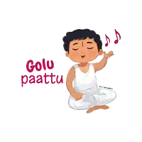 a cartoon of a boy singing a song with the words " golo paattu " above him