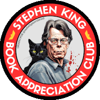 a stephen king appreciation club logo with a black cat