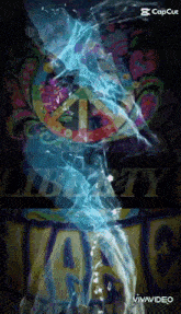 a peace sign is surrounded by a rainbow of colors