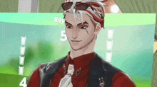 a man wearing sunglasses and a red shirt stands in front of a screen that says rep 5