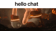 a screenshot of a video game with the words hello chat