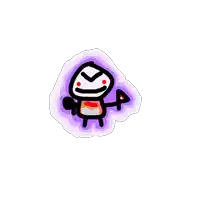 a drawing of a person with a scarf around their neck holding an arrow