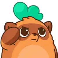 a cartoon illustration of a brown animal with a green heart on its head